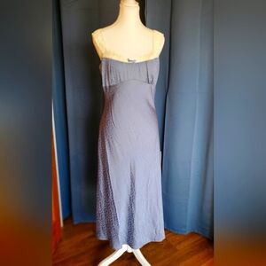 NWT Blue Lush brand Slip dress with Ivory ruffled straps Size Large
